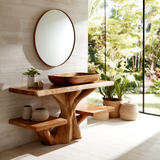 Virello Sculpted Solid Wood Bathroom Vanity with Shelves - Timberustic Freestanding Bathroom Vanity with Shelves