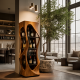 Virello Sculpted Solid Wood Wine Cabinet - Timberustic Wine Cabinet