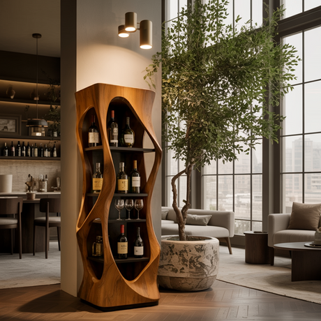 Virello Sculpted Solid Wood Wine Cabinet - Timberustic Wine Cabinet