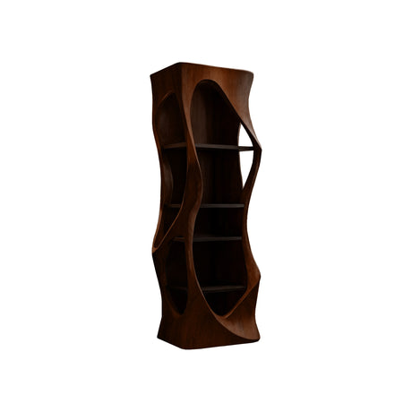 Virello Sculpted Solid Wood Wine Cabinet Dark Walnut - Timberustic Wine Cabinet