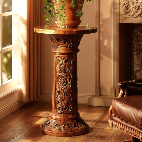 Virelta Solid Wood Pedestal Stand - Timberustic Pedestal Stand