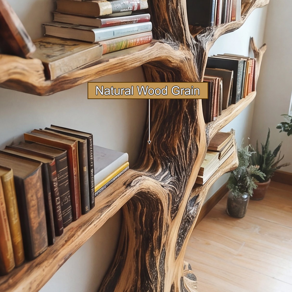 Virelthorn Sculpted Solid Wood Tree Bookshelf - Timberustic Tree Bookshelf