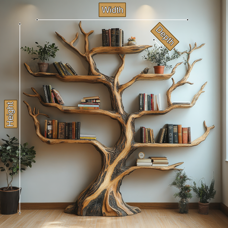 Virelthorn Sculpted Solid Wood Tree Bookshelf - Timberustic Tree Bookshelf