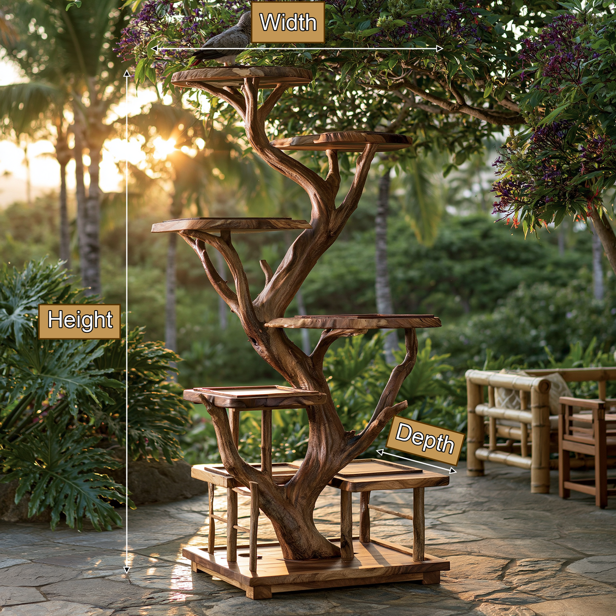 Virelwood Handcrafted Tree Branch Parrot Stand SPA273500 - Timberustic Tree Branch Parrot Stand