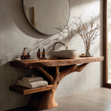 Vireon Live Edge Solid Wood Bathroom Vanity with Shelves - Timberustic Freestanding Bathroom Vanity with Shelves