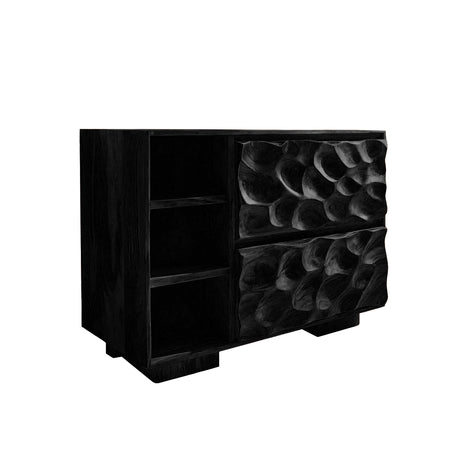 Vireon Sculpted Solid Wood Freestanding Bathroom Vanity with Drawers Black - Timberustic Freestanding Bathroom Vanity with Drawers