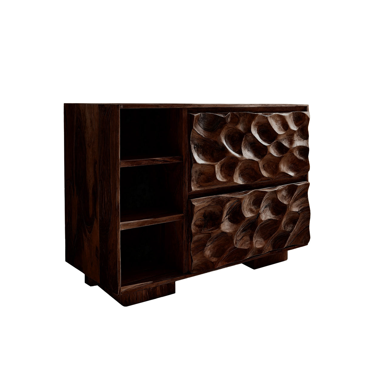 Vireon Sculpted Solid Wood Freestanding Bathroom Vanity with Drawers Dark Walnut - Timberustic Freestanding Bathroom Vanity with Drawers