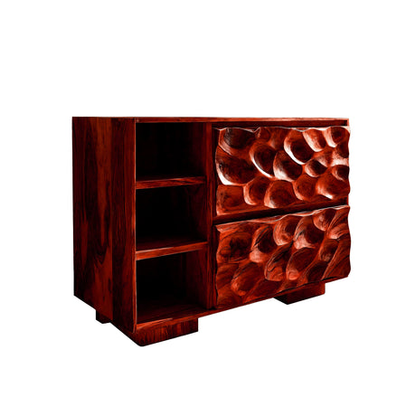 Vireon Sculpted Solid Wood Freestanding Bathroom Vanity with Drawers Mahogany - Timberustic Freestanding Bathroom Vanity with Drawers