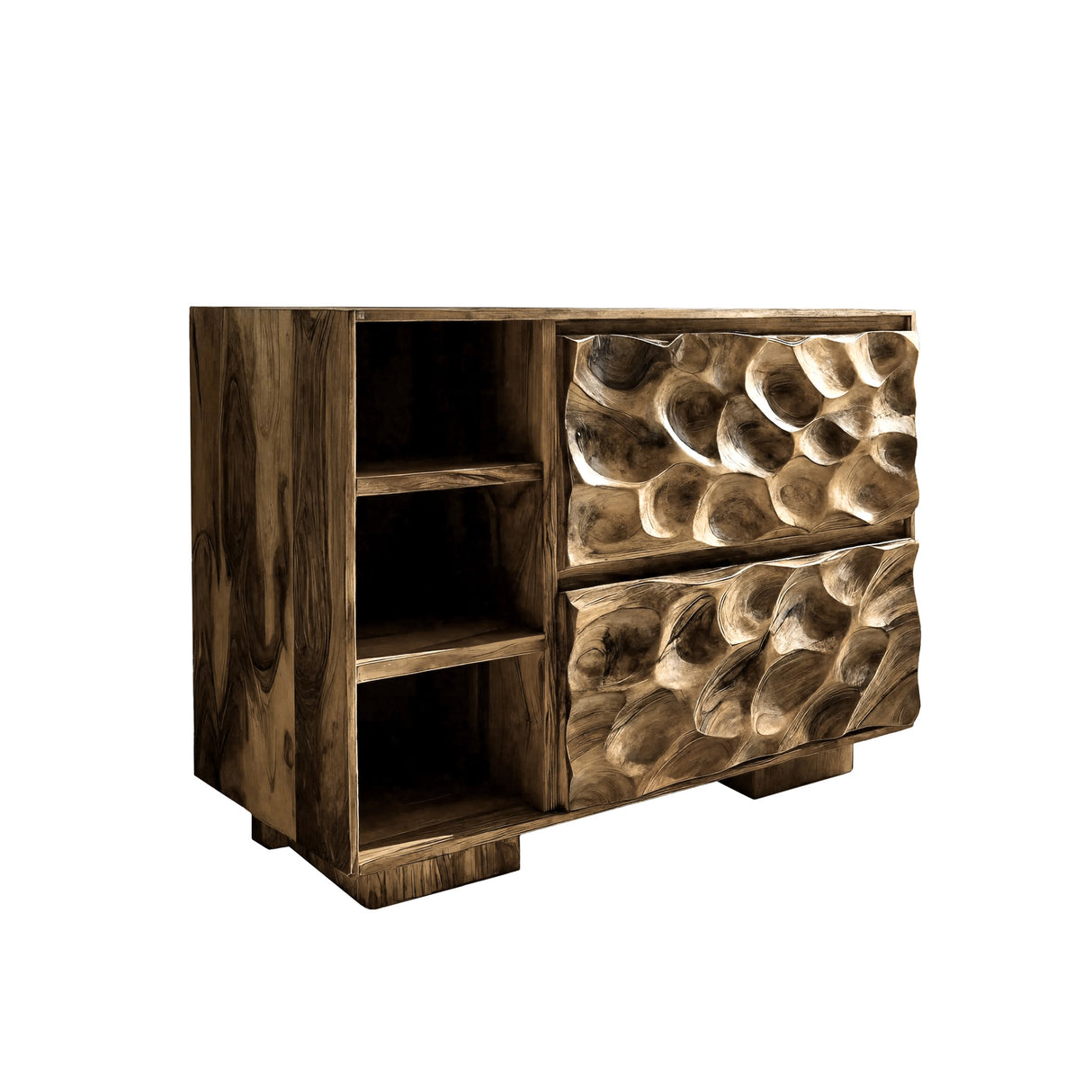 Vireon Sculpted Solid Wood Freestanding Bathroom Vanity with Drawers Natural Oak - Timberustic Freestanding Bathroom Vanity with Drawers