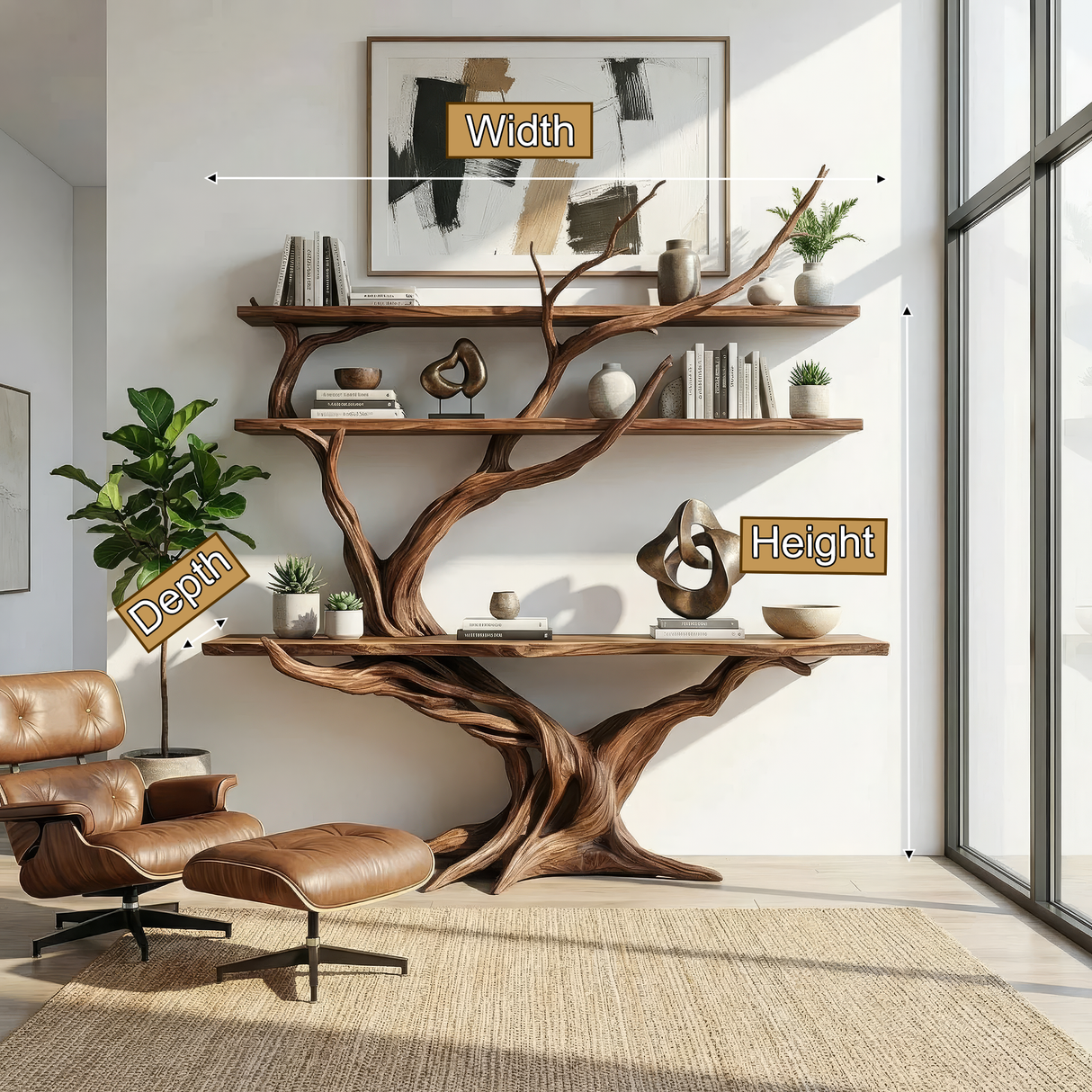 Vireon Sculpted Solid Wood Console Table with Shelves - Timberustic Console Table with Shelves