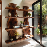 Vireon Slab Spine Solid Wood Bookshelf - Timberustic Floating Bookshelf