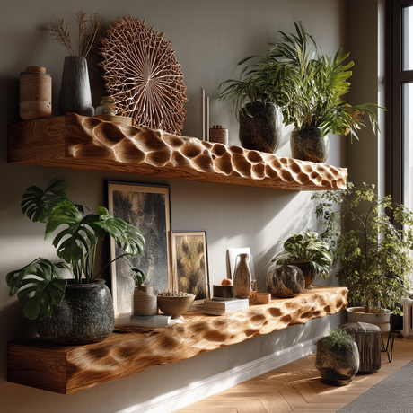 Vorenth Sculpted Solid Wood Floating Shelf SPA241358 - Timberustic Floating Shelf