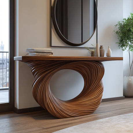 Vortessia Sculpted Solid Wood Console Table - Timberustic Console Table