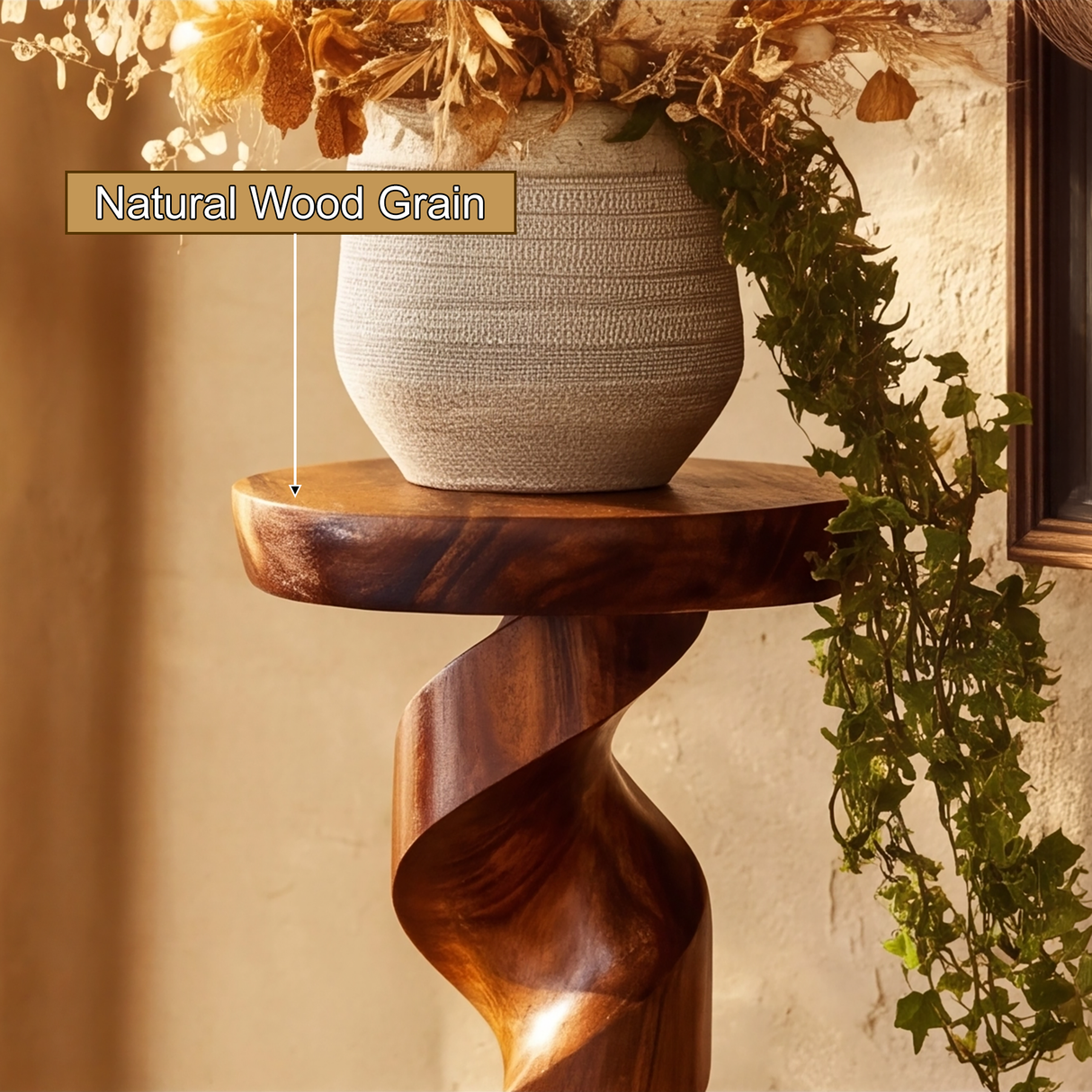 Wave Form Solid Wood Pedestal Stand - Timberustic Pedestal Stand