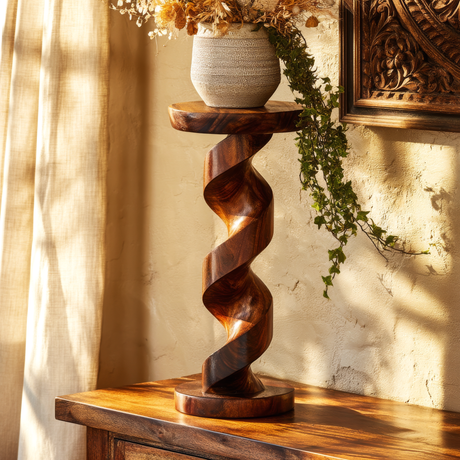 Wave Form Solid Wood Pedestal Stand - Timberustic Pedestal Stand