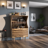 Wavecrest Sculpted Solid Wood Bar Cabinet - Timberustic Bar Cabinet