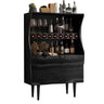 Wavecrest Sculpted Solid Wood Bar Cabinet Black - Timberustic Bar Cabinet