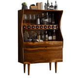 Wavecrest Sculpted Solid Wood Bar Cabinet Brown - Timberustic Bar Cabinet