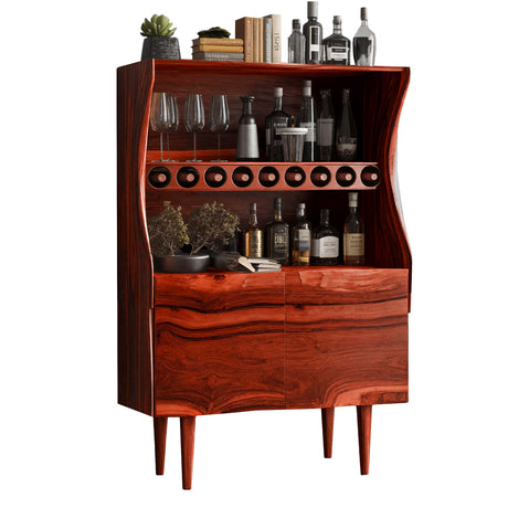 Wavecrest Sculpted Solid Wood Bar Cabinet