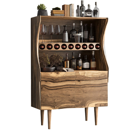 Wavecrest Sculpted Solid Wood Bar Cabinet