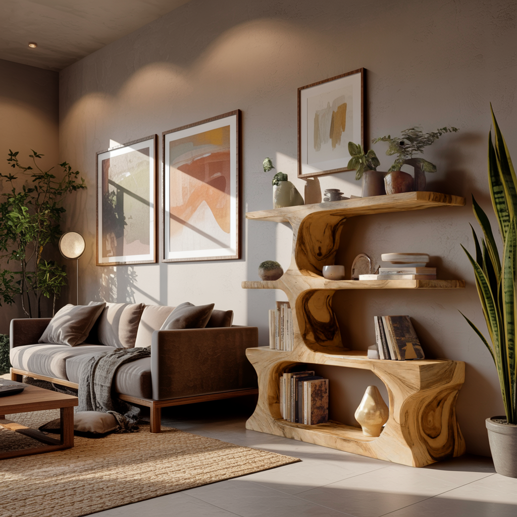 Wavecrest Sculpted Solid Wood Bookshelf