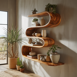 Waveflow Solid Wood Floating Bookshelf - Timberustic Floating Bookshelf