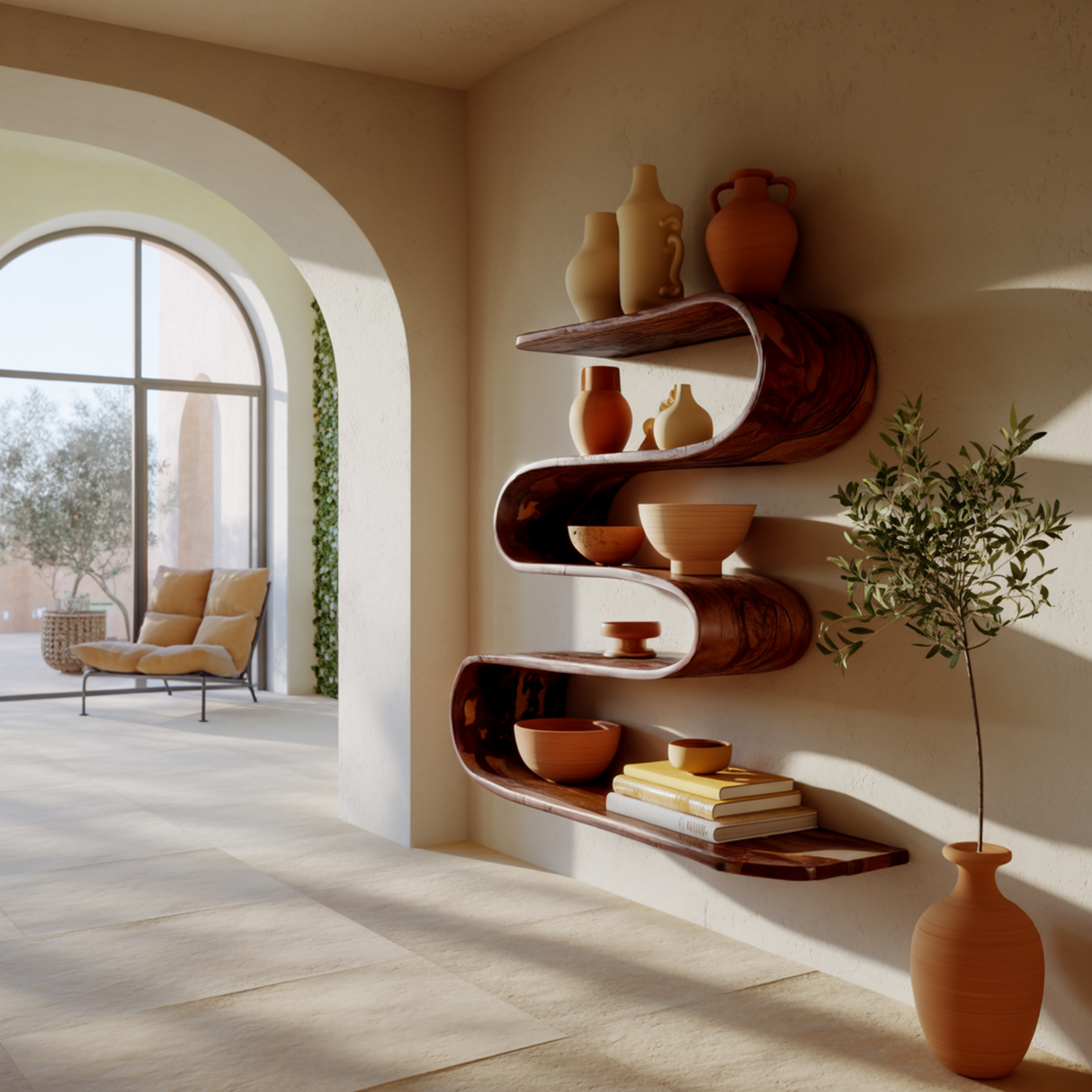 Waveflow Solid Wood Floating Bookshelf - Timberustic Floating Bookshelf
