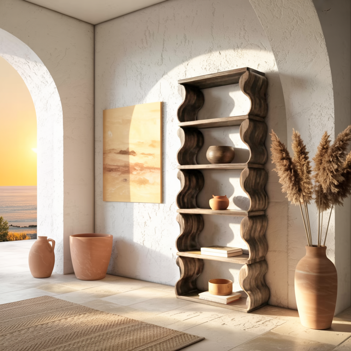 Waveform Live Edge Solid Wood Bookshelf