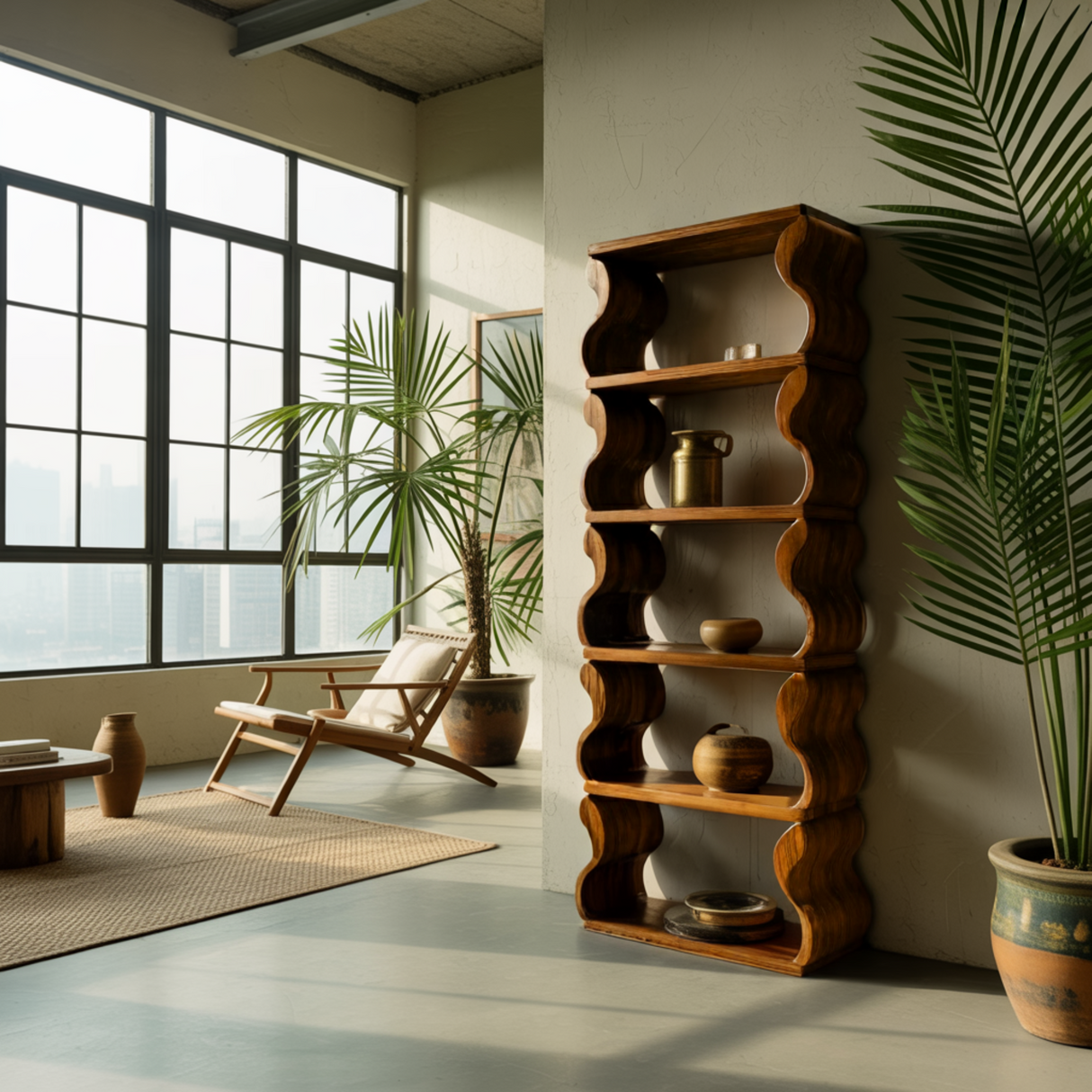 Waveform Live Edge Solid Wood Bookshelf