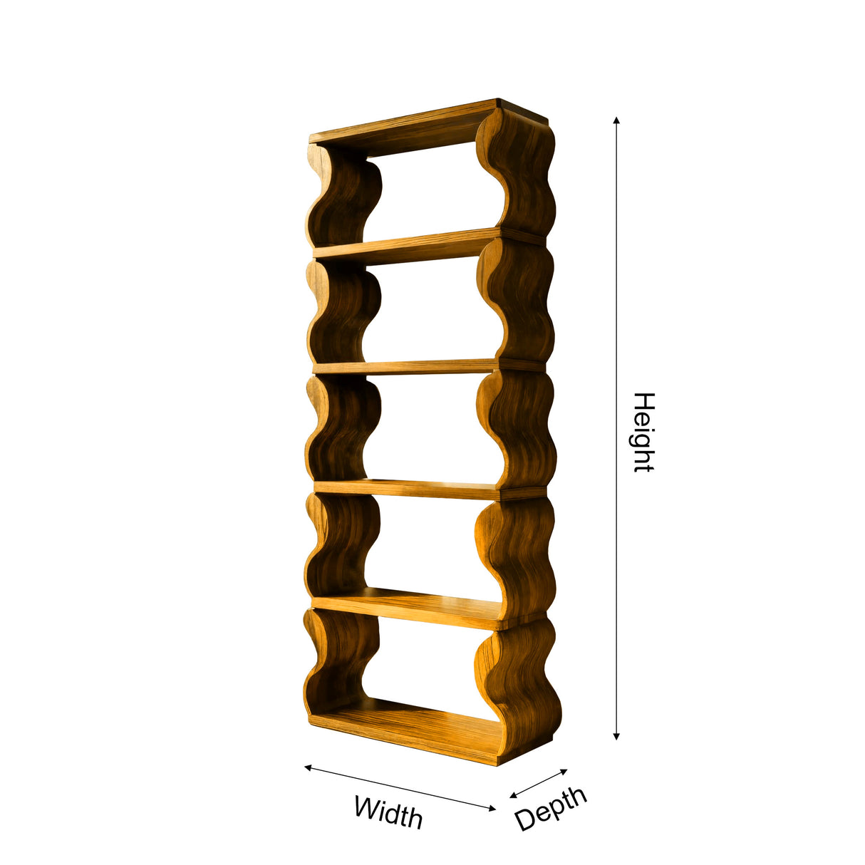 Waveform Live Edge Solid Wood Bookshelf