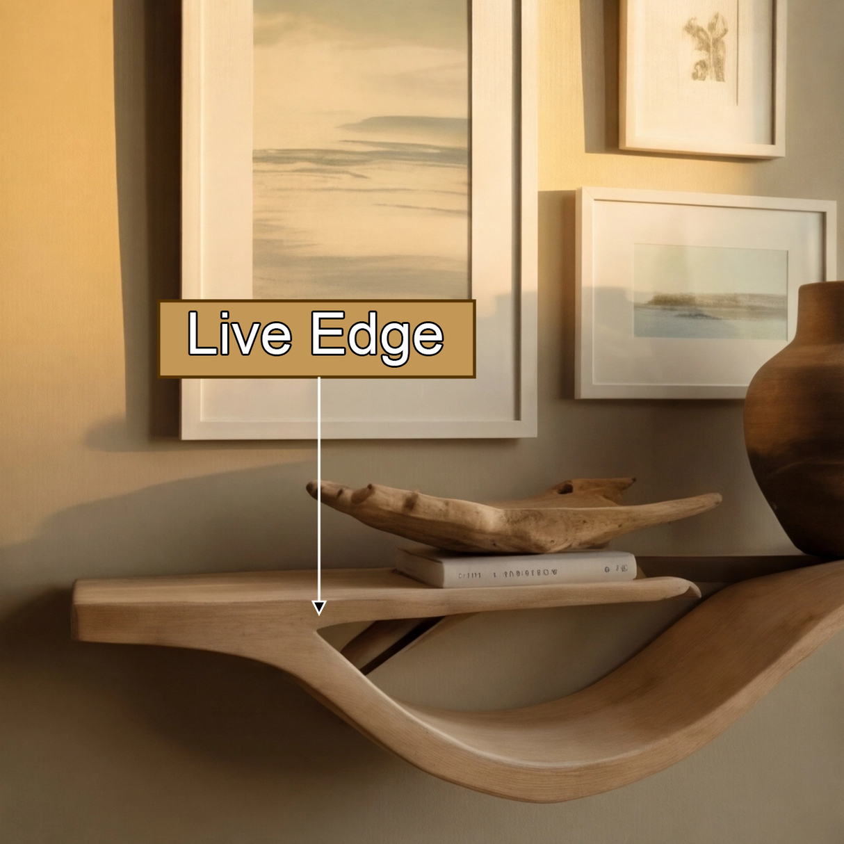 Waveform Solid Wood Floating Shelf - Timberustic Floating Shelf