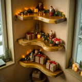 Waveline Live Edge Solid Wood Corner Floating Shelf