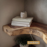 Waveline Live Edge Solid Wood Corner Floating Shelf - Timberustic Floating Shelf