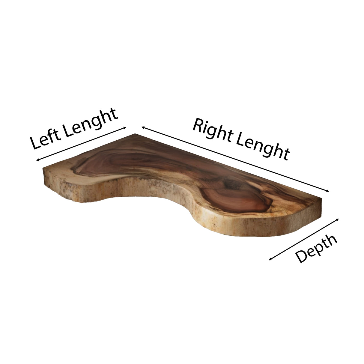 Waveline Live Edge Solid Wood Corner Floating Shelf