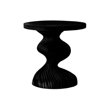 Waveline Sculpted Solid Wood Bedside Table