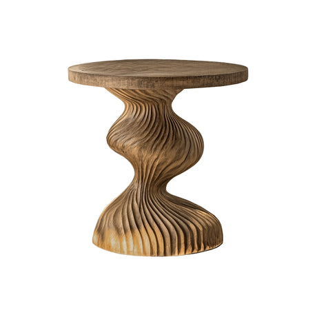 Waveline Sculpted Solid Wood Bedside Table