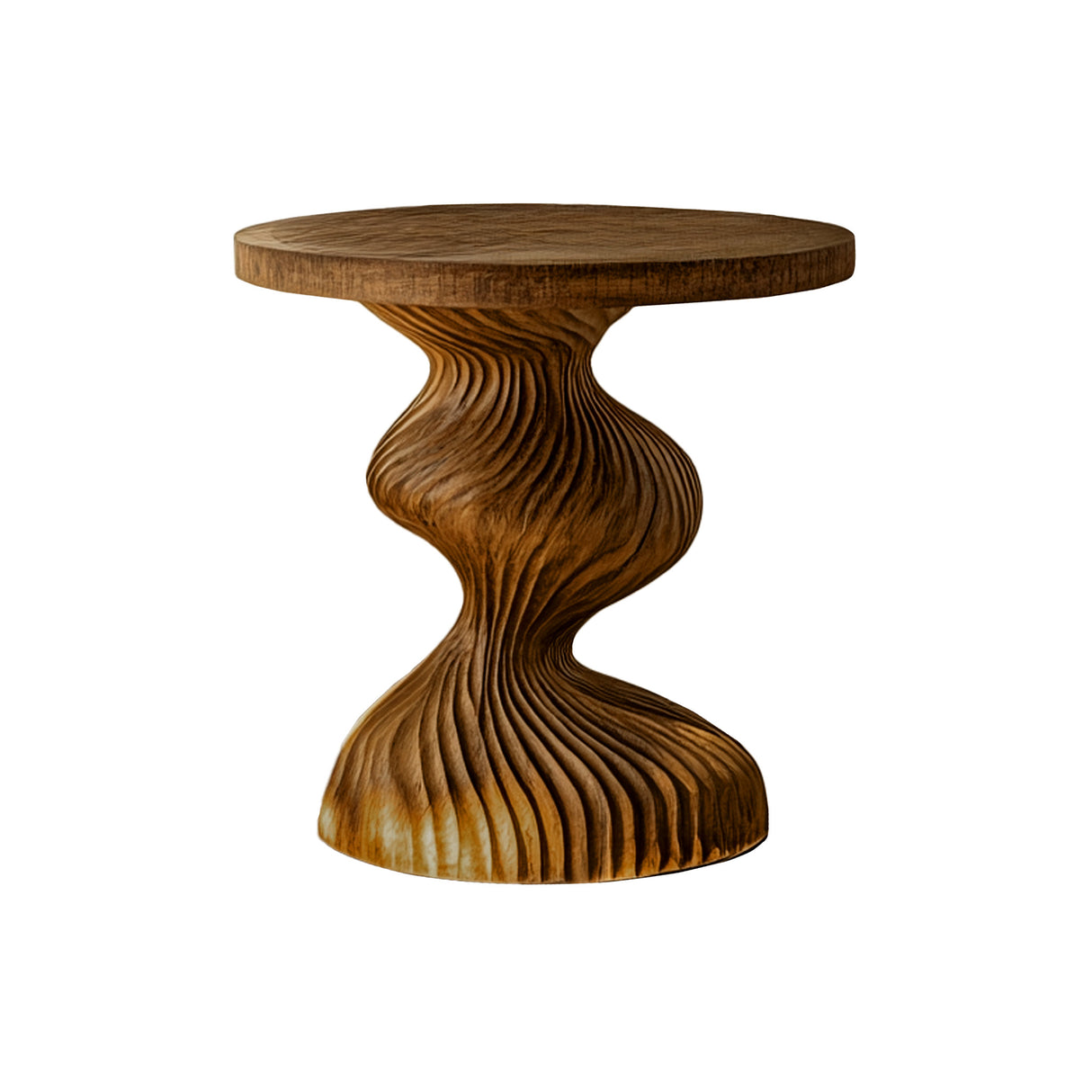 Waveline Sculpted Solid Wood Bedside Table