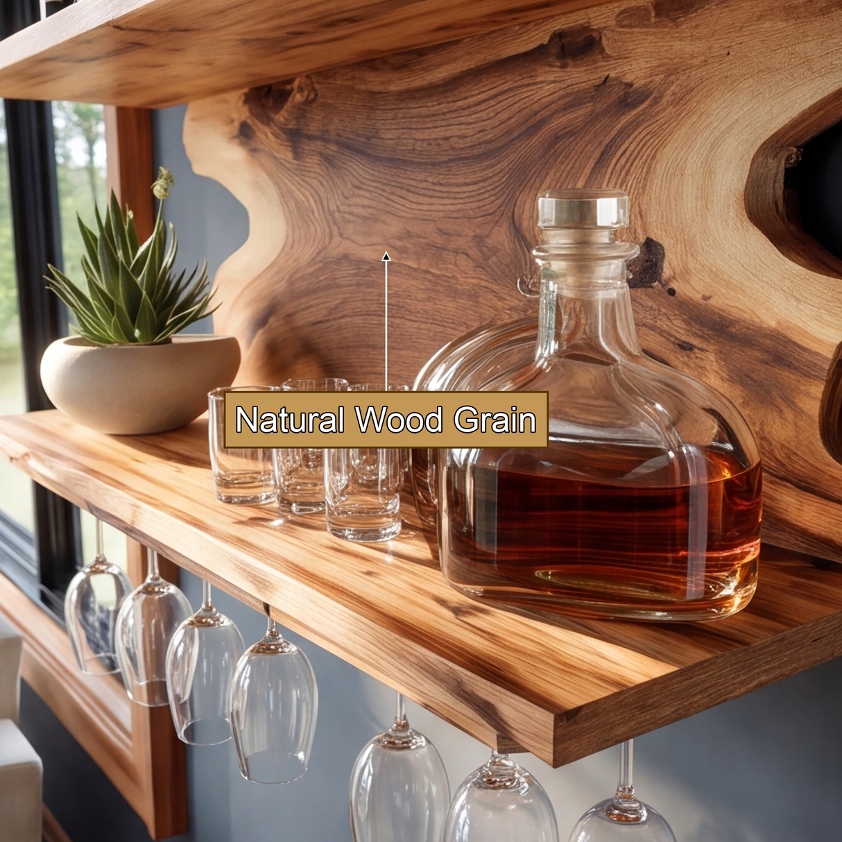 Westhaven Live Edge Handcrafted Floating Shelf Wine SPA898524 - Timberustic Floating Wine Shelf