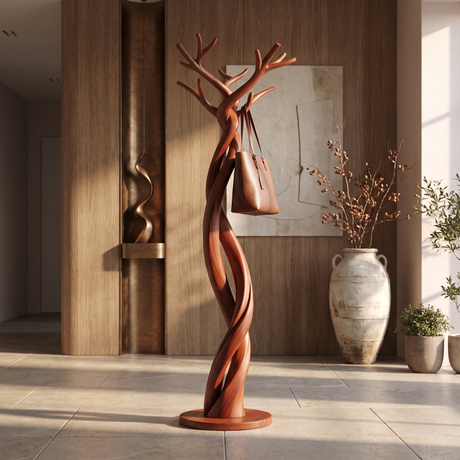 Whispervine Handcrafted Sculpted Solid Wood Tree Coat Rack Mahogany - Timberustic Tree Coat Rack