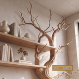 Wildbriar Handcrafted Sculpted Solid Wood Tree Bookshelf with Drawers