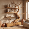 Wildbriar Handcrafted Sculpted Solid Wood Tree Bookshelf with Drawers