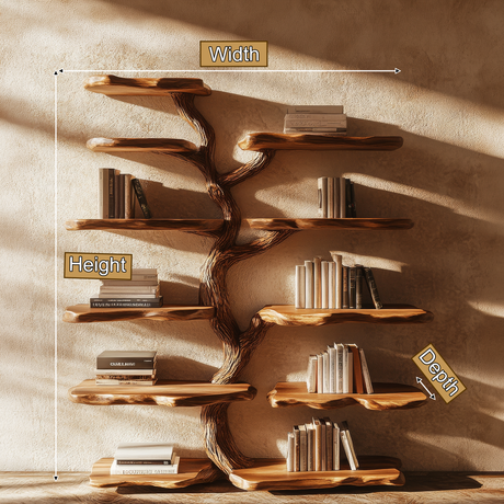Wildgrove Live Edge Solid Wood Tree Bookshelf - Timberustic Tree Bookshelf