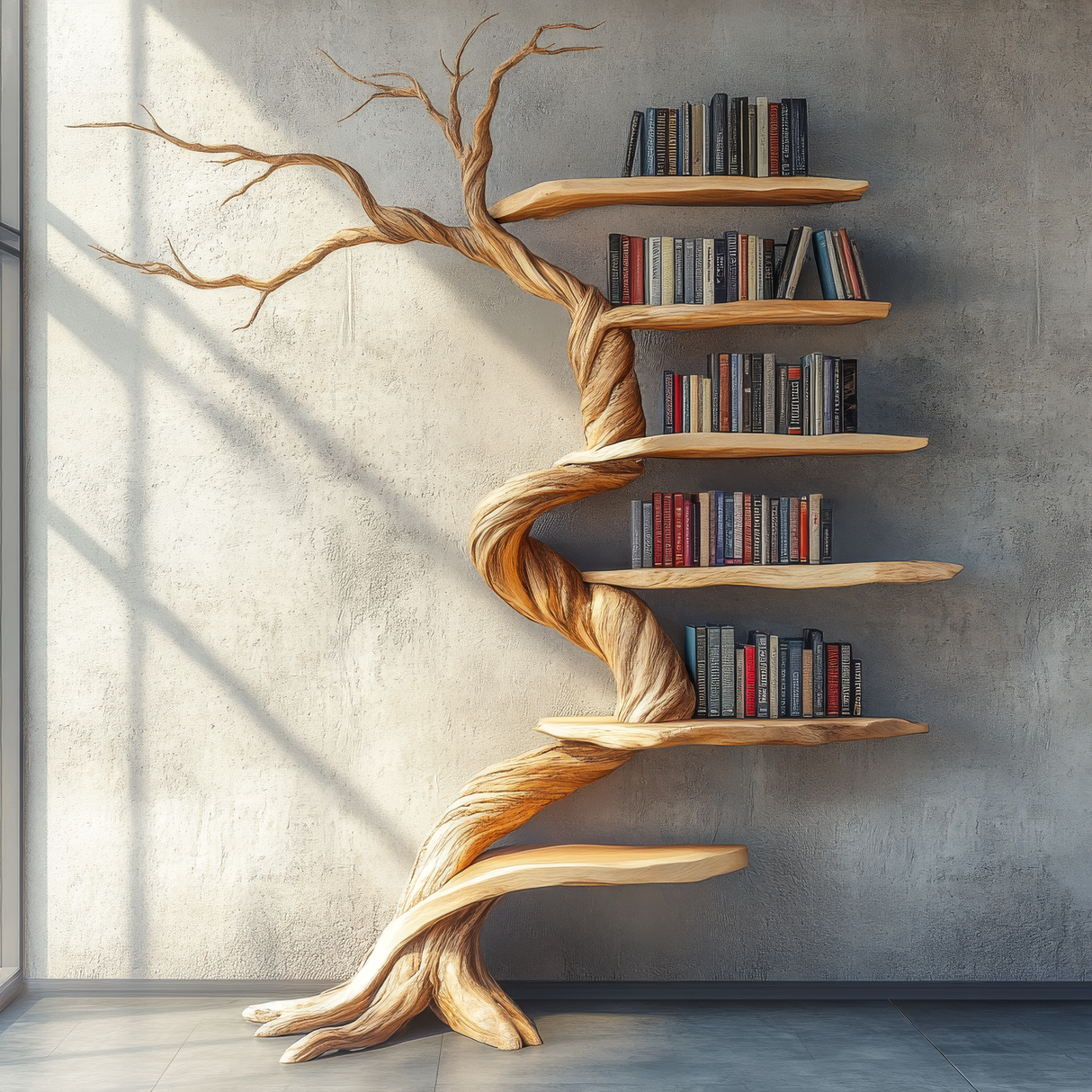 Willowcrest Handcrafted Solid Wood Tree Bookshelf