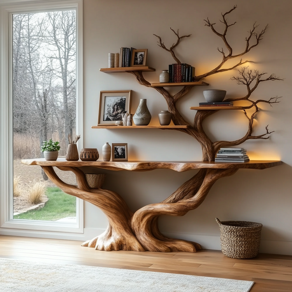 Willowcrest Solid Wood Console Table with Shelves - Timberustic Console Table with Shelves