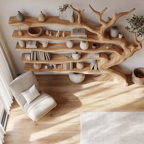 Willowmere Sculpted Solid Wood Tree Bookshelf - Timberustic Tree Bookshelf