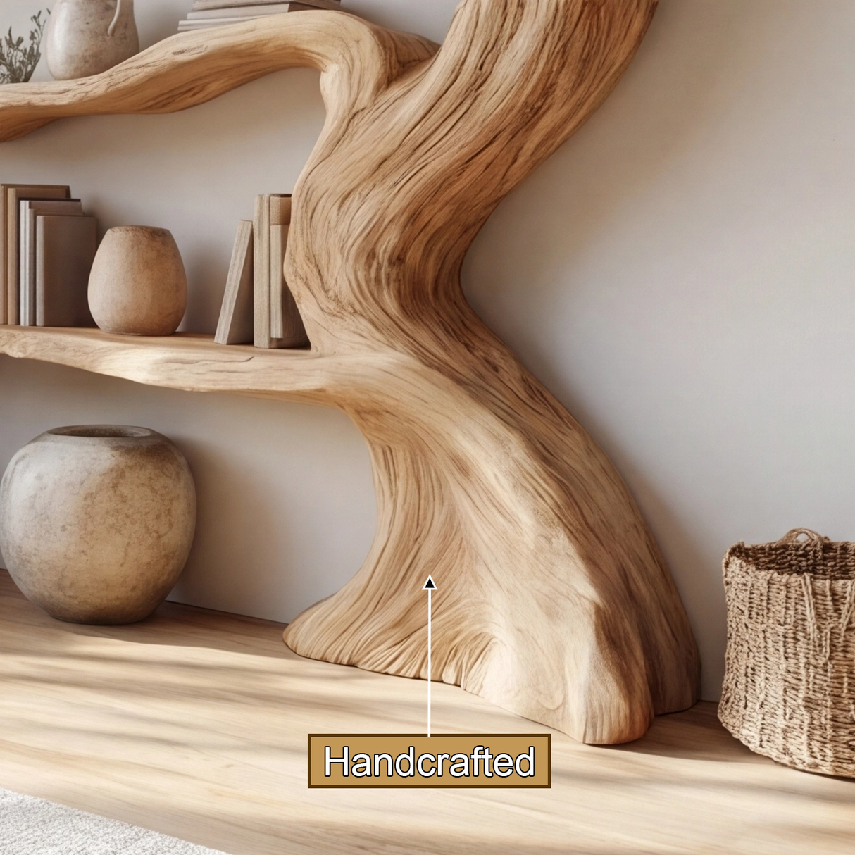 Willowmere Sculpted Solid Wood Tree Bookshelf - Timberustic Tree Bookshelf