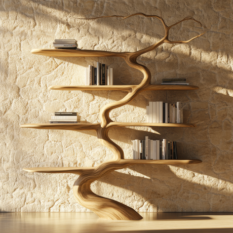 Windhollow Handcrafted Solid Wood Tree Bookshelf - Timberustic Tree Bookshelf