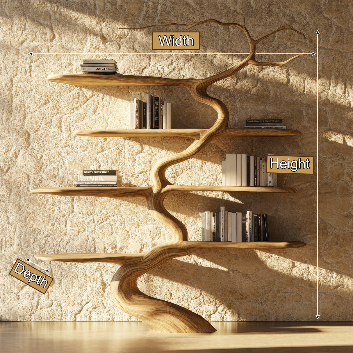 Windhollow Handcrafted Solid Wood Tree Bookshelf - Timberustic Tree Bookshelf