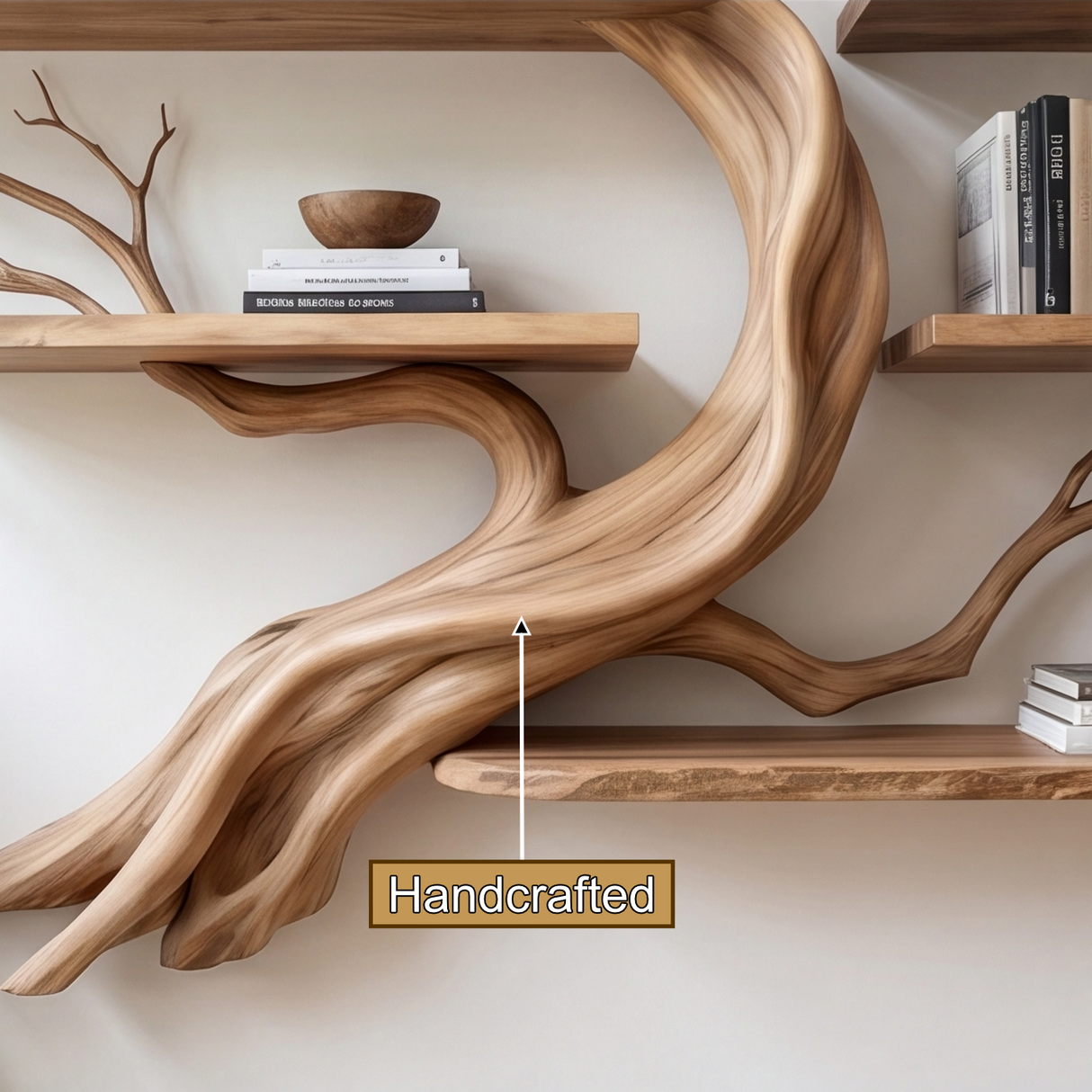 Windmere Handcrafted Solid Wood Floating Tree Bookshelf