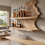 Wynthorne Live Edge Handcrafted Floating Wine Shelf Natural Oak - Timberustic Floating Wine Shelf